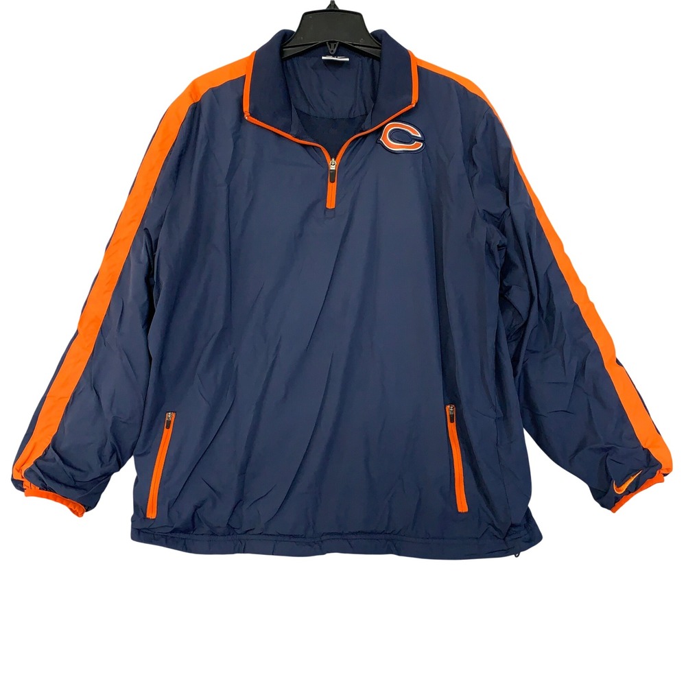 NWT Nike Men's M Navy Blue Chicago Bears Onfield Pullover Windbreaker Polyester